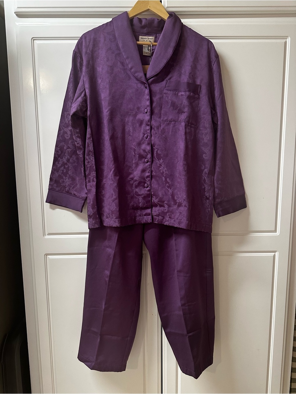 Women's Vintage Pajamas - Purple Satin Two-Piece Set